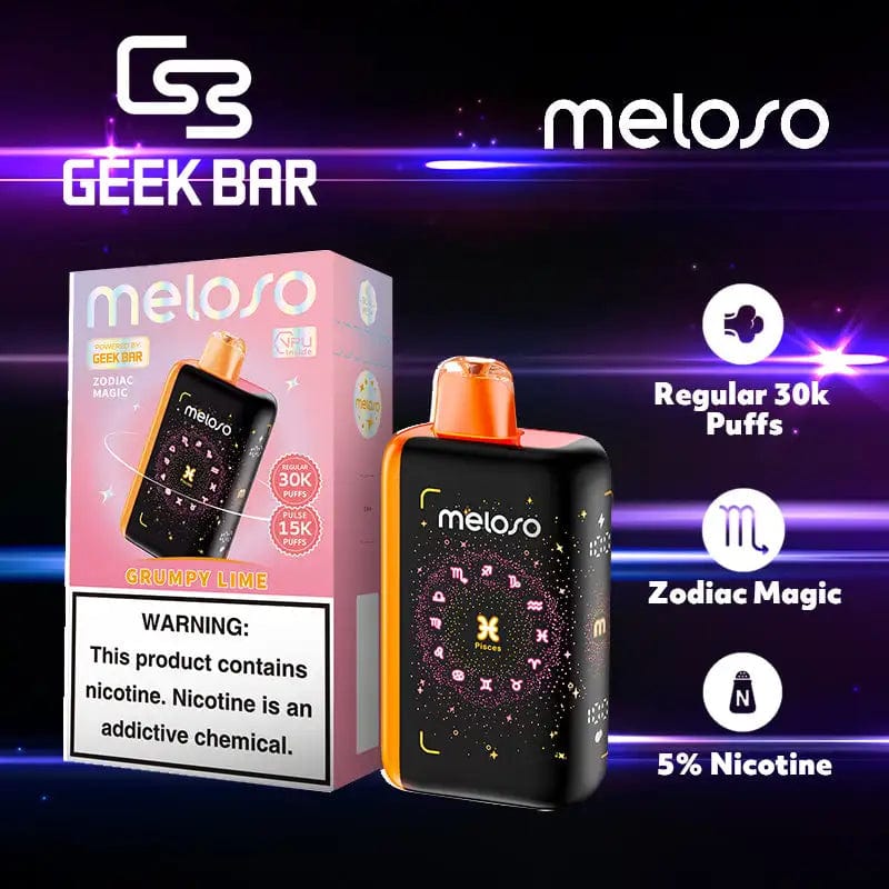 Geek Bar Disposable Vape Grumpy Lime Geek Bar Meloso Bar 30000 Disposable Vape (5%, 30000 Puffs)