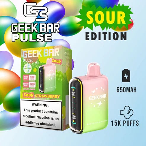 Geek Bar Disposable Vape Sour Strawberry Geek Bar Pulse 15000 Disposable Vape (5%, 15000 Puffs)