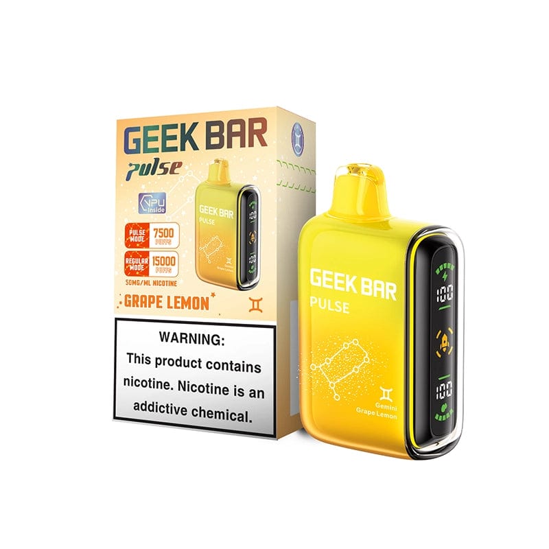 geek bar pulse 15000 disposable vape grape lemon flavor