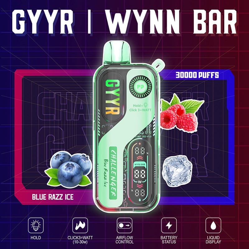 GYYR Disposable Vape Blue Razz Ice GYYR WYNN Bar Challenger 30K Disposable Vape (5%, 30000 Puffs)