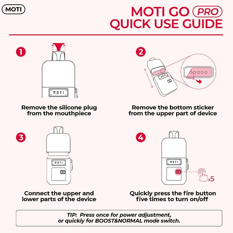 MOTI Vape Disposable Vape MOTI GO Pro Disposable Vape 1110mAh (5%, 12000 Puffs)