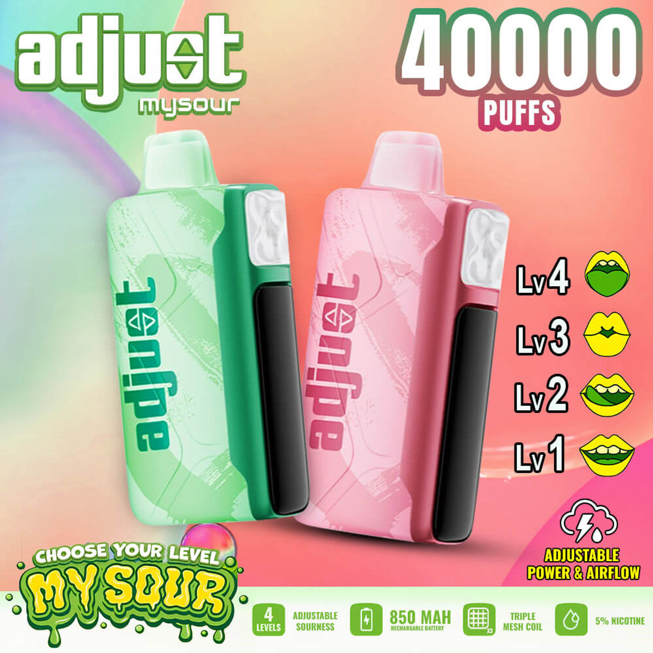 Adjust MySour 40K Disposable Vape (5%, 40000 Puffs)