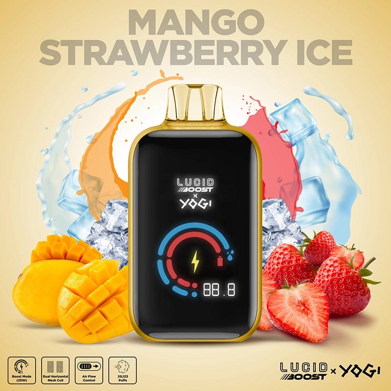 Lucid Air Disposable Vape Mango Strawberry Ice - Yogi Lucid Boost Disposable Vape (5%, 20123 Puffs)