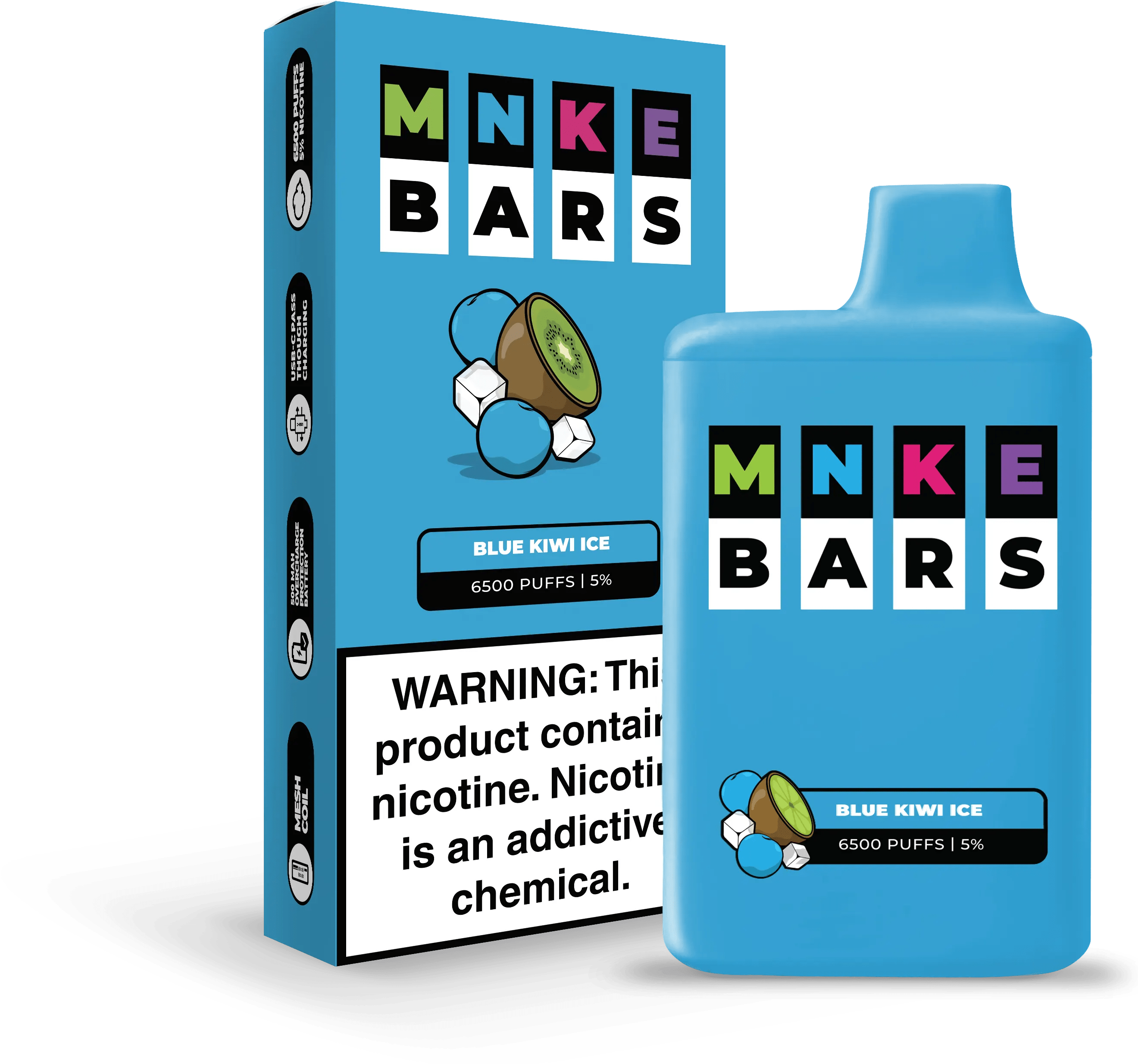 Vapetasia Disposable Vape Blue Kiwi Ice MNKE Bars Disposable Vape (5%, 6500 Puffs)