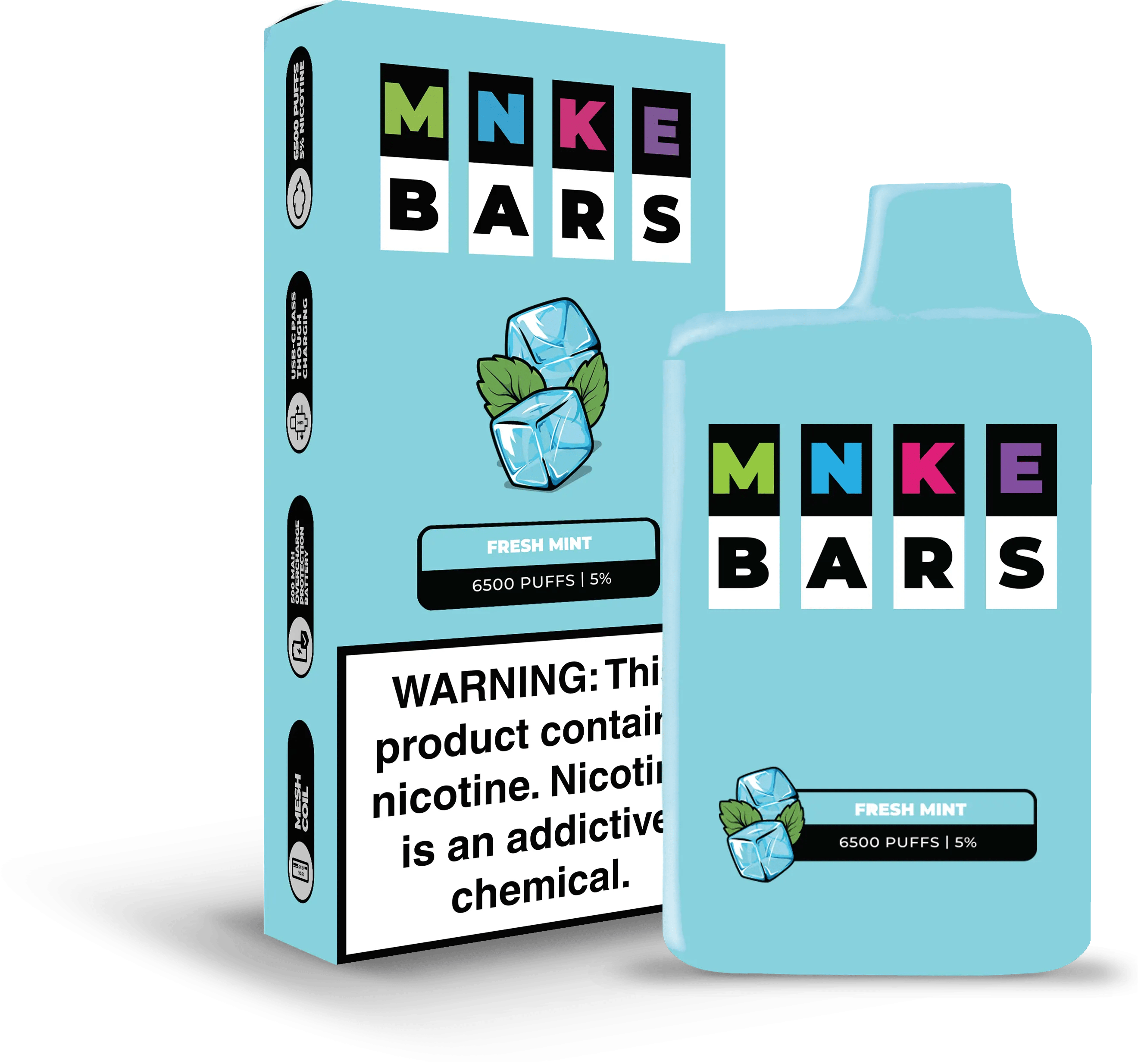 Vapetasia Disposable Vape Fresh Mint MNKE Bars Disposable Vape (5%, 6500 Puffs)