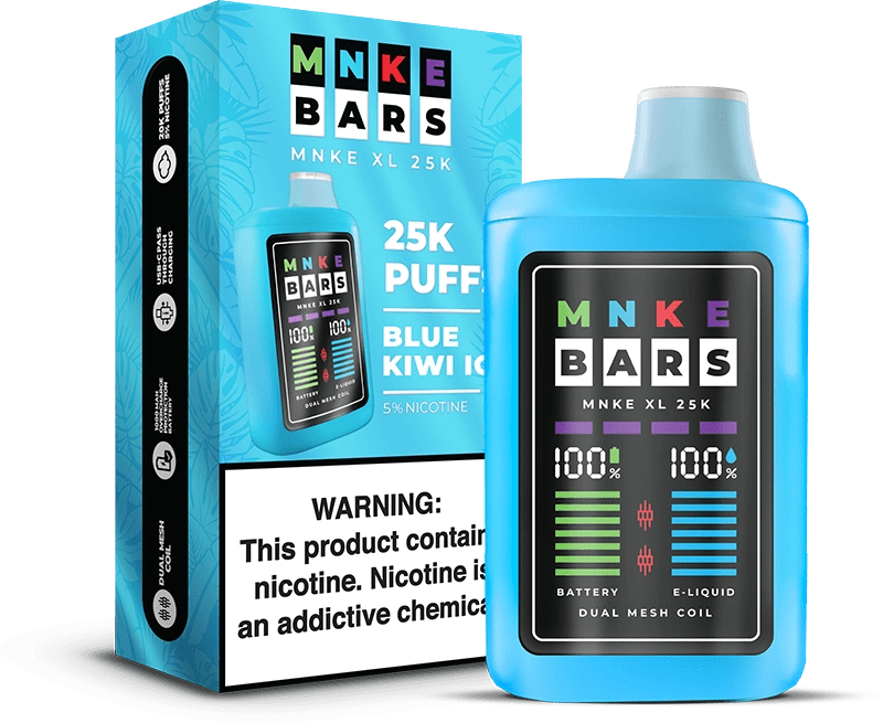 MNKE Bars XL 25K Disposable Vape BLue Kiwi Ice Flavor