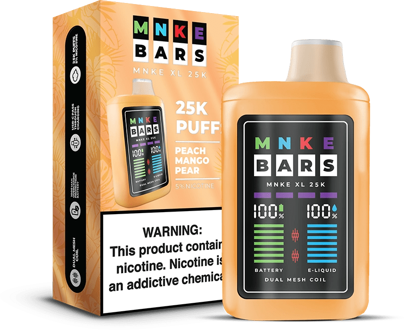 MNKE Bars XL 25K Disposable Vape Peach Mango Pear Flavor