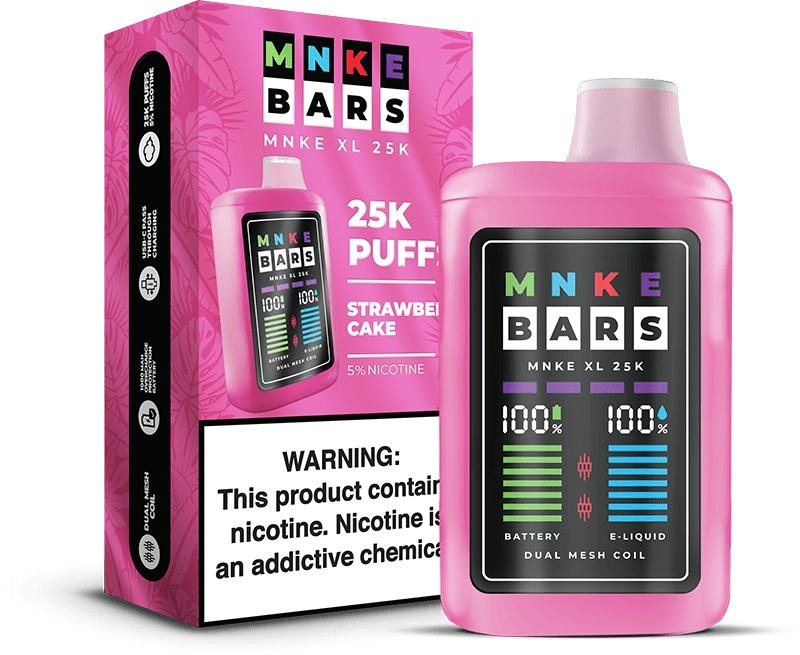 MNKE Bars XL 25K Disposable Vape Strawberry Cake Flavor