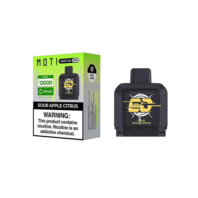 MOTI Vape Pods Sour Apple Citrus MOTI Go Pro 12000 Disposable Pod