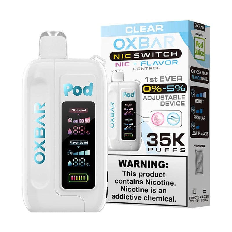 OXBAR Disposable Vape Clear OXBAR x Pod Juice Nic Switch Disposable Vape (5%, 35000 Puffs)