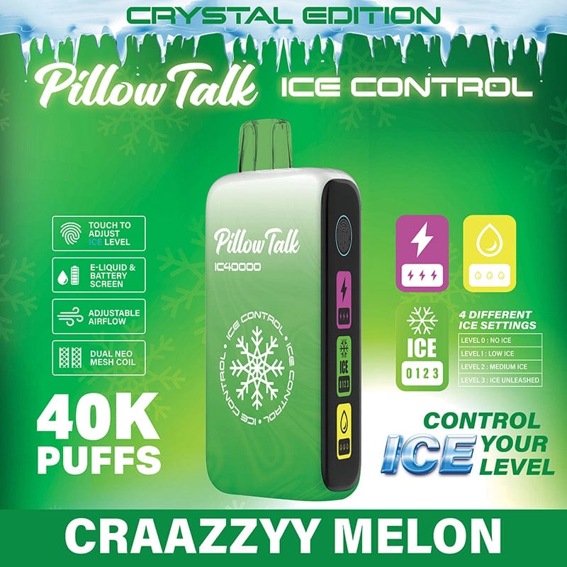 Pillow Talk Disposable Vape Craazzyy Melon (Crystal Edition) Pillow Talk Ice Control IC40000 Disposable Vape (5%, 40000 Puffs)