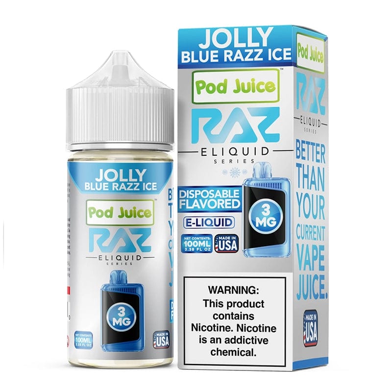 Pod Juice Juice 3mg Pod Juice x RAZ Jolly Blue Razz Ice Synthetic Vape Juice 100ml