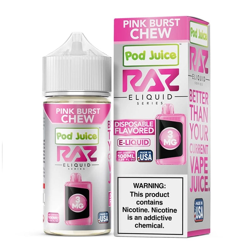 Pod Juice Juice 3mg Pod Juice x RAZ Pink Burst Chew Synthetic Vape Juice 100ml