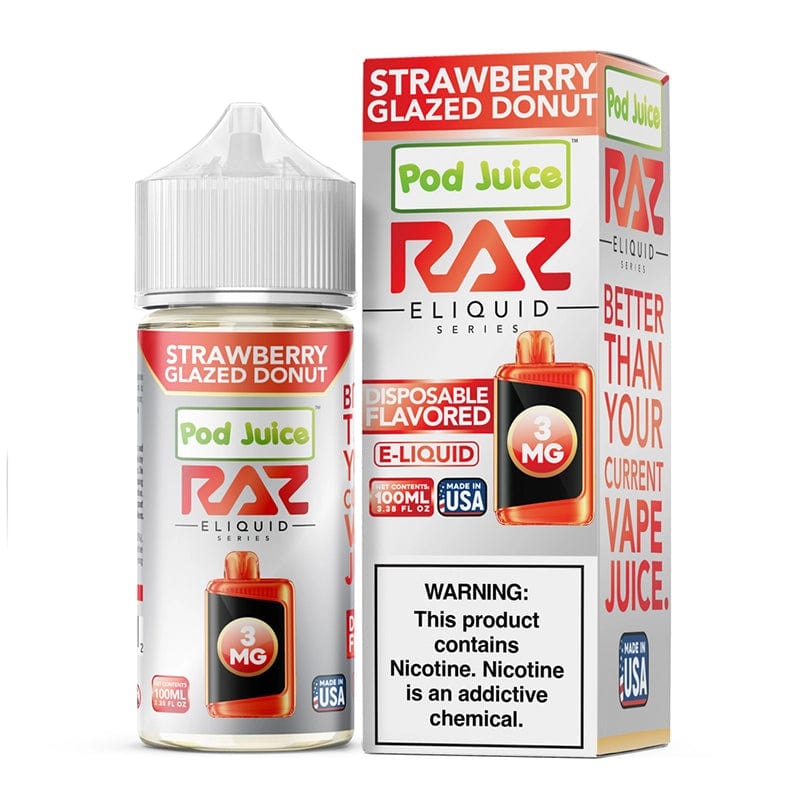 Pod Juice Juice 3mg Pod Juice x RAZ Strawberry Glazed Donut Synthetic Vape Juice 100ml