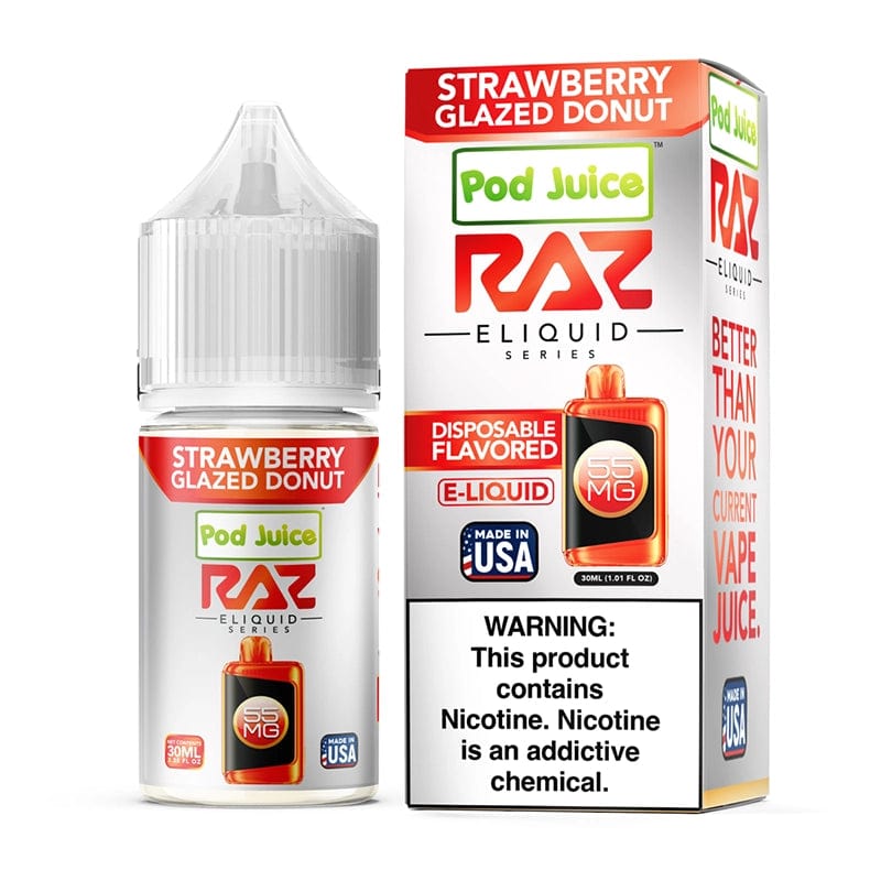 Pod Juice Juice 55MG Pod Juice x RAZ Strawberry Glazed Donut TFN Salt Vape Juice 30ml