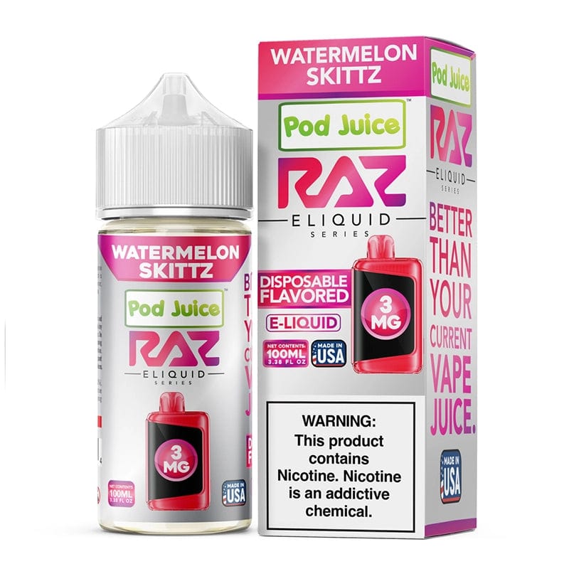 Pod Juice Juice 3mg Pod Juice x RAZ Watermelon Skittz Synthetic Vape Juice 100ml