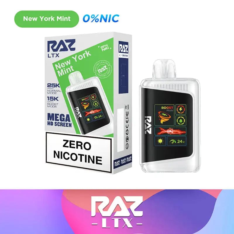 RAZ Disposable Vape New York Mint RAZ DC25000 Zero Nicotine Disposable Vape (0%, 25000 Puffs)