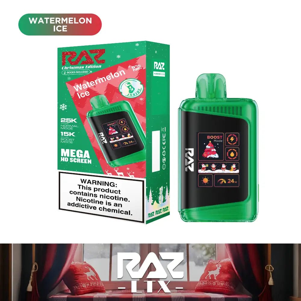 RAZ Disposable Vape Watermelon Ice (Christmas Edition) RAZ DC25000 Disposable Vape (5%, 25000 Puffs)