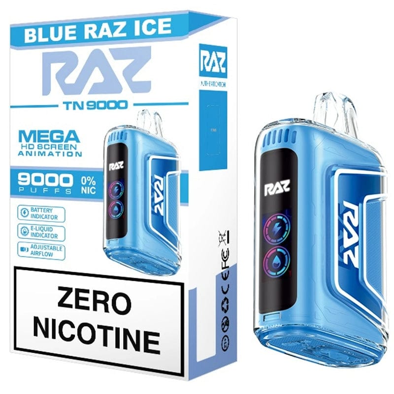 RAZ Disposable Vape Blue Raz Ice RAZ TN9000 Zero Nicotine Disposable Vape (0%, 9000 Puffs)