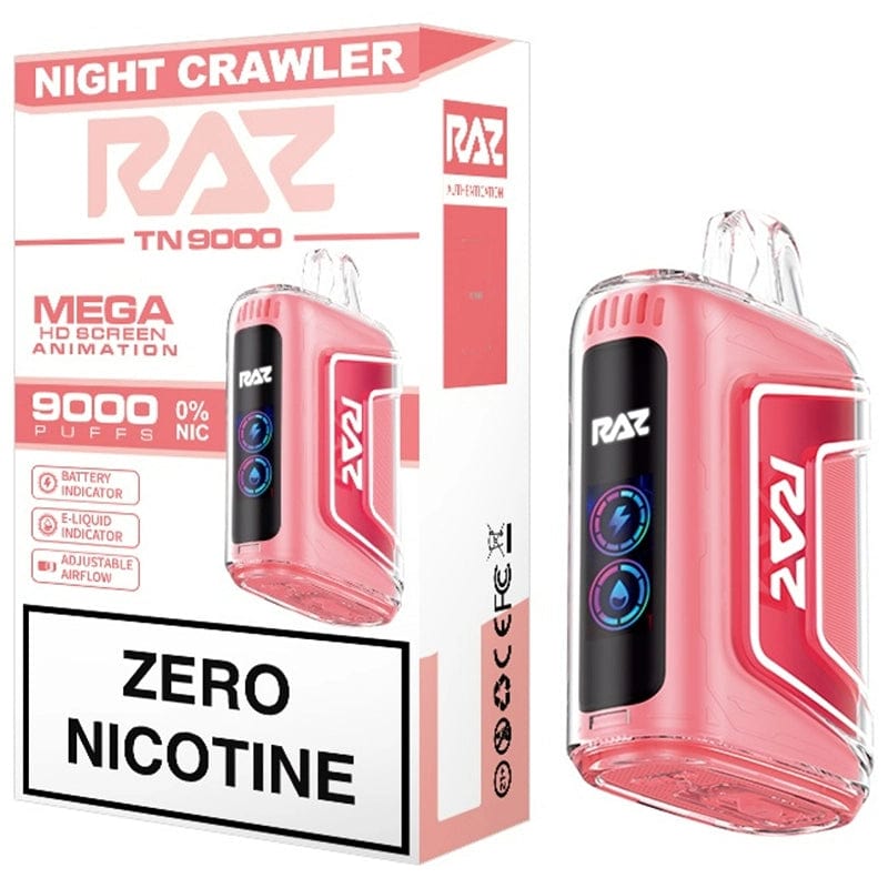 RAZ Disposable Vape Night Crawler RAZ TN9000 Zero Nicotine Disposable Vape (0%, 9000 Puffs)