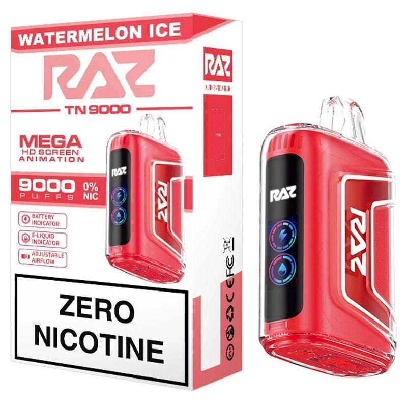 RAZ Disposable Vape Watermelon Ice RAZ TN9000 Zero Nicotine Disposable Vape (0%, 9000 Puffs)