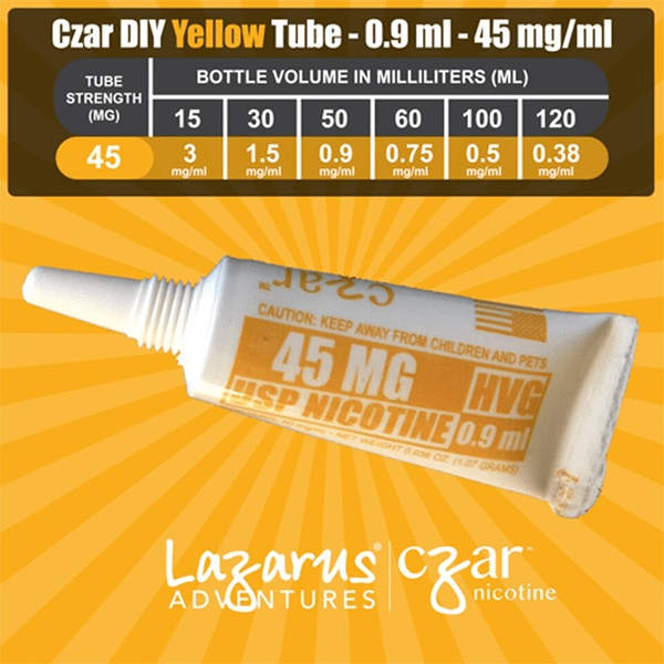 Eightvape Nicotine Additive Yellow (45mg) Czar Nicotine Shot Tubes