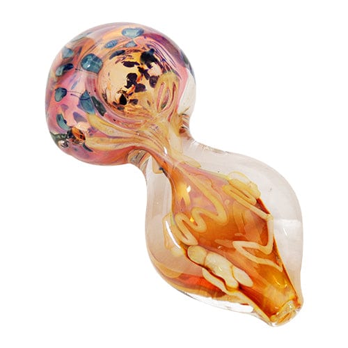 Eightvape Alternatives Orange & Purple Glass Spoon Hand Pipe w/ Dotted Accents