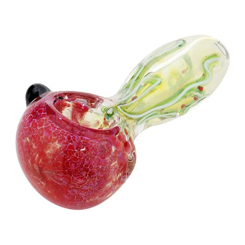 Eightvape Alternatives Red & Green Glass Hand 420 Pipe w/ Spiral Accents