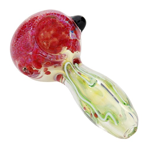 Eightvape Alternatives Red & Green Glass Hand 420 Pipe w/ Spiral Accents