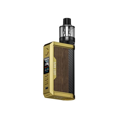 Lost Vape Kits Gold Teak Wood Lost Vape Centaurus Q200 Kit w/ UB Max Tank